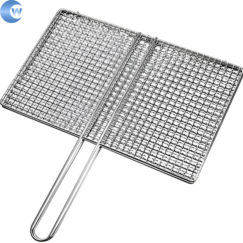 Heavy‑Duty Stainless Steel BBQ Grill Mesh Clip Fish Vegetable Meat Grilling Basket for Outdoor Camping Barbecue